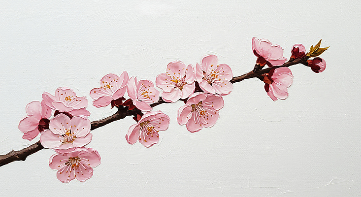 JPG 분홍색 일러스트 페인팅 사람없음 봄 나뭇가지 꽃봉오리 살구꽃 유화 국내일러스트 AI일러스트 AI콘텐츠 나무 계절 꽃 컬러 미술 파일형식