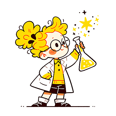 전신 여자 어린이 일러스트 실험 한명 들기 소녀 반짝임 노란색 관찰 실험복 과학자 즐거움 주머니손 삼각플라스크 소녀한명만 안경낌 일러캐릭터 AI파일 직업 캐릭터 1 감정 안경 컬러 과학 모션 사람 가운 플라스크 학자 여자한명만 소녀만 파일형식 벡터