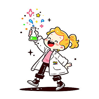 전신 여자 별 어린이 일러스트 실험 한명 들기 소녀 반짝임 관찰 실험복 과학자 즐거움 삼각플라스크 흘림 소녀한명만 일러캐릭터 AI파일 자연요소 직업 캐릭터 1 감정 과학 모션 사람 가운 플라스크 학자 여자한명만 소녀만 파일형식 벡터