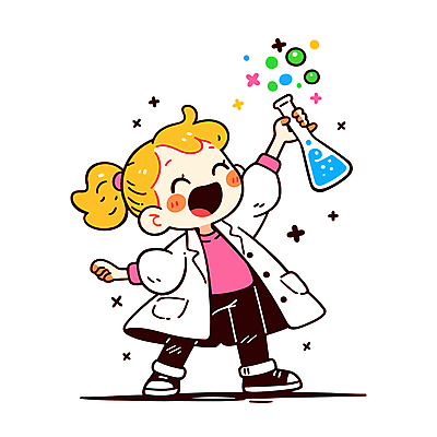 전신 여자 어린이 일러스트 실험 한명 들기 소녀 반짝임 관찰 실험복 과학자 즐거움 삼각플라스크 소녀한명만 일러캐릭터 AI파일 직업 캐릭터 1 감정 과학 모션 사람 가운 플라스크 학자 여자한명만 소녀만 파일형식 벡터