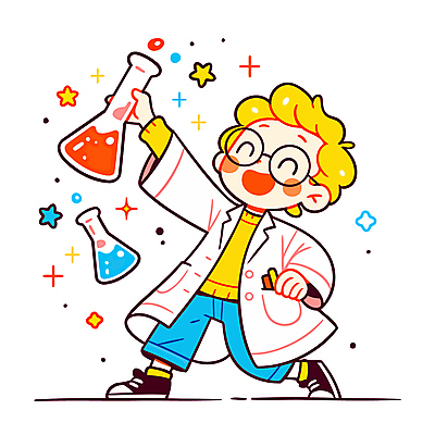 전신 남자 별 어린이 일러스트 실험 한명 들기 소년 반짝임 관찰 실험복 과학자 즐거움 삼각플라스크 소년한명만 안경낌 일러캐릭터 AI파일 자연요소 직업 캐릭터 1 감정 안경 과학 모션 사람 가운 플라스크 학자 남자한명만 소년만 파일형식 벡터