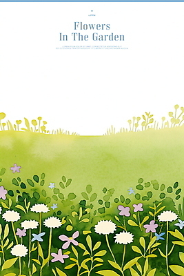 PSD 일러스트 잔디 사람없음 초록색 정원 들꽃 풀잎 보테니컬아트 국내일러스트 식물 꽃 컬러 잎 풀_식물 파일형식