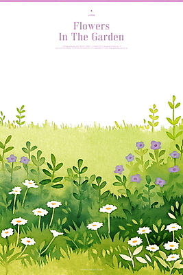 PSD 일러스트 잔디 사람없음 초록색 정원 들꽃 풀잎 보테니컬아트 국내일러스트 식물 꽃 컬러 잎 풀_식물 파일형식