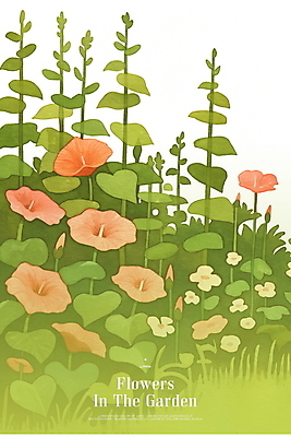 PSD 잎 일러스트 사람없음 초록색 정원 덩굴 꽃봉오리 보테니컬아트 국내일러스트 식물 꽃 컬러 파일형식