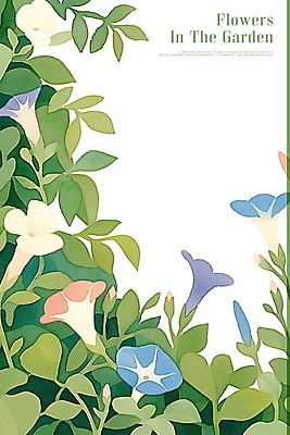 PSD 잎 일러스트 사람없음 초록색 정원 꽃봉오리 나팔꽃 보테니컬아트 국내일러스트 식물 꽃 컬러 파일형식