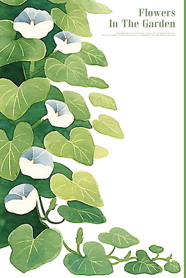 PSD 잎 일러스트 사람없음 초록색 정원 덩굴 나팔꽃 보테니컬아트 국내일러스트 식물 꽃 컬러 파일형식