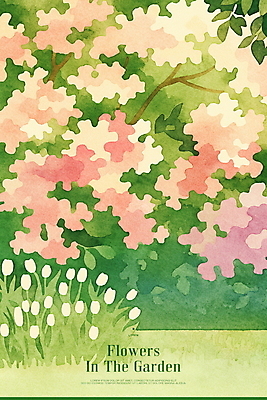 PSD 분홍색 잎 일러스트 사람없음 초록색 정원 튤립 벚나무 보테니컬아트 국내일러스트 나무 식물 꽃 컬러 벚꽃 파일형식