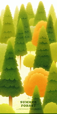 PSD 나무 일러스트 자연 사람없음 초록색 여름풍경 숲속 부드러움 싱그러움 울창 국내일러스트 식물 컬러 풍경 감각 숲 생태계 파일형식 여름_계절