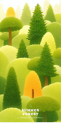 PSD 나무 일러스트 자연 사람없음 초록색 여름풍경 숲속 부드러움 싱그러움 울창 국내일러스트 식물 컬러 풍경 감각 숲 생태계 파일형식 여름_계절