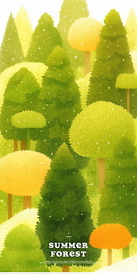 PSD 나무 일러스트 자연 사람없음 초록색 여름풍경 숲속 부드러움 싱그러움 울창 국내일러스트 식물 컬러 풍경 감각 숲 생태계 파일형식 여름_계절