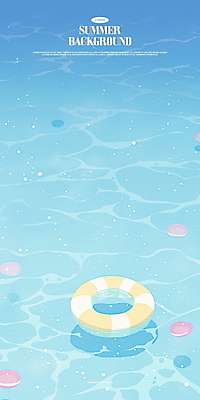 PSD 여유 물결 바다 하늘색 일러스트 그림자 사람없음 물 여름휴가 평화 시원함 감성 튜브 국내일러스트 자연요소 감정 컨셉 휴가 파란색 파일형식 여름_계절