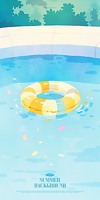 PSD 여유 하늘색 일러스트 수영장 사람없음 물 여름휴가 평화 풀 떠있는 시원함 감성 튜브 국내일러스트 자연요소 식물 감정 컨셉 모션 휴가 파란색 파일형식 여름_계절