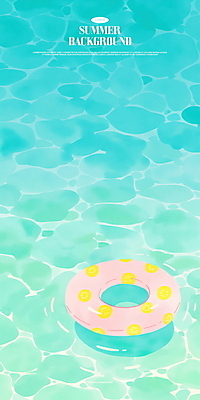 PSD 여유 물결 하늘색 일러스트 수영장 그림자 사람없음 물 여름휴가 평화 시원함 감성 튜브 그라데이션 에메랄드색 국내일러스트 자연요소 감정 컬러 컨셉 휴가 파란색 파일형식 여름_계절
