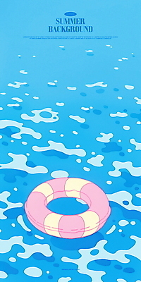 PSD 여유 물결 일러스트 수영장 사람없음 물 파란색 여름휴가 평화 시원함 감성 튜브 국내일러스트 자연요소 감정 컬러 컨셉 휴가 파일형식 여름_계절