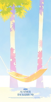 PSD 여유 하늘색 일러스트 그림자 사람없음 여름휴가 야자수 햇빛 평화 시원함 감성 해먹 나무그늘 국내일러스트 나무 감정 컨셉 휴가 파란색 태양 침대 그늘 파일형식 여름_계절