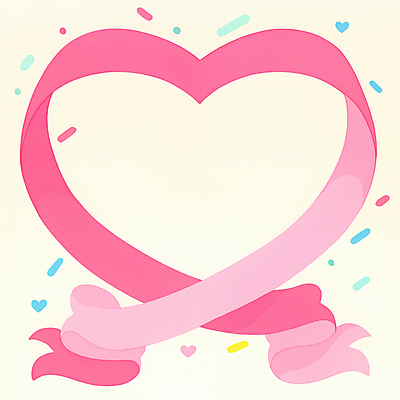 JPG 리본 분홍색 일러스트 사랑 사람없음 귀여움 로맨틱 꽃가루 하트프레임 국내일러스트 AI일러스트 AI콘텐츠 감정 컬러 컨셉 프레임 하트 가루 파일형식
