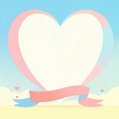 JPG 구름 리본 하늘색 일러스트 하늘 사랑 사람없음 귀여움 로맨틱 하트프레임 국내일러스트 AI일러스트 AI콘텐츠 자연요소 감정 컨셉 프레임 파란색 하트 파일형식