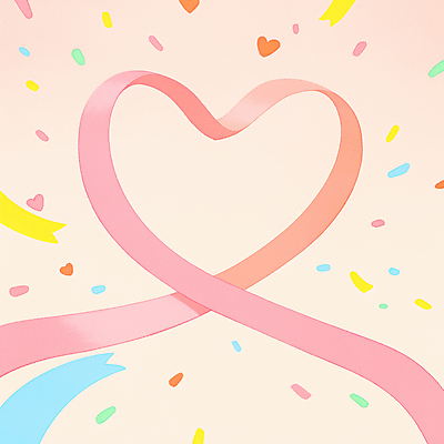 JPG 리본 분홍색 일러스트 사랑 사람없음 귀여움 로맨틱 꽃가루 하트프레임 국내일러스트 AI일러스트 AI콘텐츠 감정 컬러 컨셉 프레임 하트 가루 파일형식