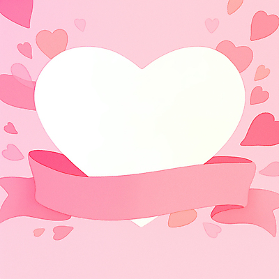 JPG 리본 분홍색 일러스트 사랑 사람없음 귀여움 로맨틱 하트프레임 국내일러스트 AI일러스트 AI콘텐츠 감정 컬러 컨셉 프레임 하트 파일형식
