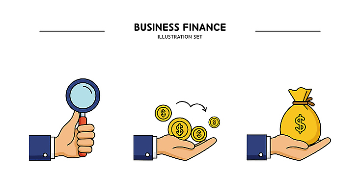 아이콘 손 비즈니스 돋보기 들기 신체부위 금융 세트 달러 동전 돈자루 2D아이콘 AI파일 돈 모션 사람 경제 파일형식 벡터