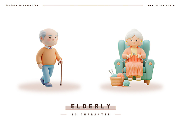 PSD 편집이미지 여자 할아버지 노년 남자 할머니 지팡이 3D캐릭터 앉기 두명 소파 3D 바구니 걷기 노부부 뜨개질 점토 실타래 대바늘 노인만 편집3D 캐릭터 부부 의자 모션 사람 성인 취미 디지털합성 성인만 파일형식