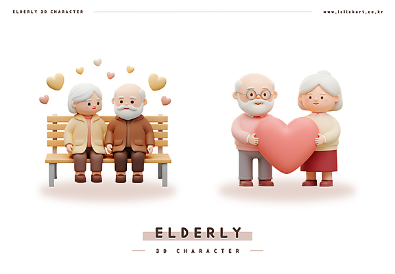 PSD 편집이미지 여자 할아버지 노년 남자 할머니 벤치 3D캐릭터 사랑 앉기 여러명 3D 손잡기 노부부 하트 외출 점토 노인만 안경낌 편집3D 모양 캐릭터 부부 감정 안경 다수 의자 모션 사람 성인 디지털합성 성인만 파일형식