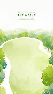 PSD 나무 공원 일러스트 수채화 산 풍경 잔디 사람없음 산책로 광장 국내일러스트 식물 공공시설 길 파일형식