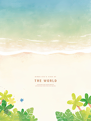 PSD 물결 모래 파도 일러스트 수채화 풍경 해변 사람없음 모래사장 야자수 해수욕장 야자수잎 국내일러스트 나무 바다 잎 파일형식