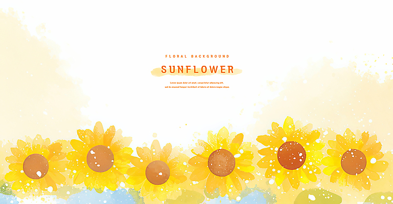 PSD 일러스트 여름꽃 해바라기 수채화 사람없음 노란색 국내일러스트 꽃 컬러 파일형식 여름_계절