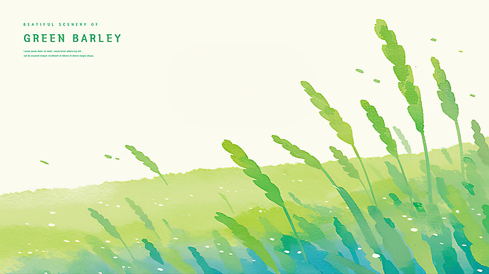 PSD 일러스트 자연 바람 초원 사람없음 연두색 봄풍경 시원함 감성 청보리 청보리밭 국내일러스트 자연요소 컨셉 밭 날씨 풍경 초록색 봄 생태계 보리 파일형식