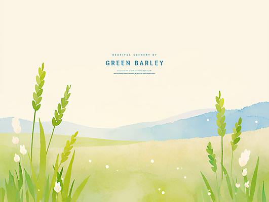 PSD 일러스트 자연 산 초원 사람없음 연두색 봄풍경 시원함 감성 청보리 청보리밭 국내일러스트 컨셉 밭 풍경 초록색 봄 생태계 보리 파일형식