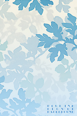 PSD 꽃 하늘색 백그라운드 일러스트 나뭇잎 수채화 잉크 사람없음 겹침 국내일러스트 식물 잎 파란색 파일형식