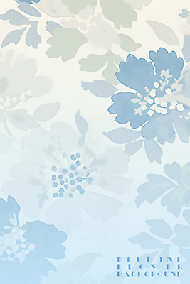 PSD 꽃 하늘색 백그라운드 일러스트 나뭇잎 수채화 잉크 사람없음 겹침 국내일러스트 식물 잎 파란색 파일형식