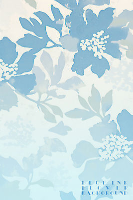 PSD 꽃 하늘색 백그라운드 일러스트 나뭇잎 수채화 잉크 사람없음 겹침 국내일러스트 식물 잎 파란색 파일형식