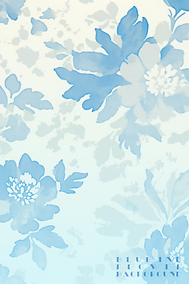 PSD 꽃 하늘색 백그라운드 일러스트 나뭇잎 수채화 잉크 사람없음 겹침 국내일러스트 식물 잎 파란색 파일형식