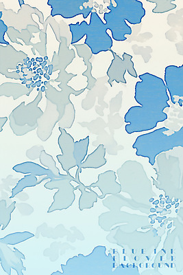 PSD 꽃 하늘색 백그라운드 일러스트 나뭇잎 수채화 잉크 사람없음 겹침 국내일러스트 식물 잎 파란색 파일형식