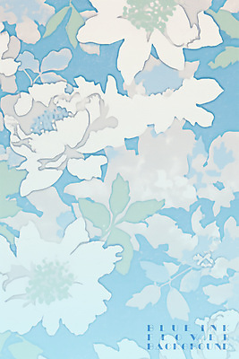 PSD 꽃 하늘색 백그라운드 일러스트 나뭇잎 수채화 잉크 사람없음 겹침 국내일러스트 식물 잎 파란색 파일형식