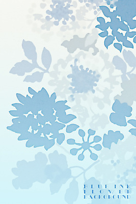 PSD 꽃 하늘색 백그라운드 일러스트 나뭇잎 수채화 잉크 사람없음 겹침 국내일러스트 식물 잎 파란색 파일형식