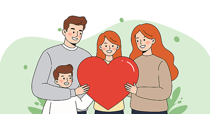 여자 남자 어린이 일러스트 가족 청소년 사랑 들기 소년 여러명 상반신 성인 하트 잡기 어린이날 어버이날 감사 가정의달 국내일러스트 AI파일 모양 기념일 감정 다수 관계 모션 사람 5월 파일형식 벡터