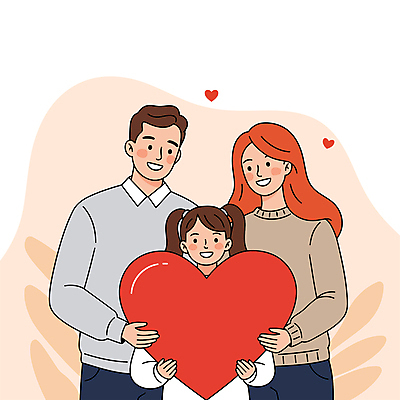 여자 남자 어린이 일러스트 가족 사랑 들기 소녀 상반신 성인 세명 하트 어린이날 어버이날 감사 가정의달 국내일러스트 AI파일 모양 기념일 감정 관계 모션 사람 5월 파일형식 벡터