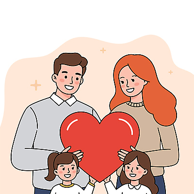 여자 남자 어린이 일러스트 가족 사랑 들기 소녀 여러명 상반신 성인 반짝임 하트 잡기 어린이날 어버이날 자매 감사 가정의달 국내일러스트 AI파일 모양 기념일 감정 다수 관계 모션 사람 5월 파일형식 벡터