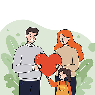 여자 남자 어린이 일러스트 가족 사랑 들기 소녀 성인 세명 하트 잡기 어린이날 어버이날 감사 가정의달 국내일러스트 AI파일 모양 기념일 감정 관계 모션 사람 5월 파일형식 벡터