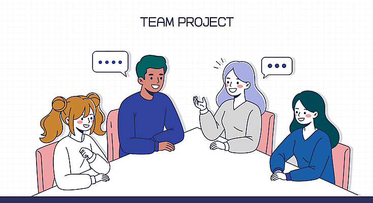 여자 남자 말풍선 의자 일러스트 협력 대화 앉기 여러명 상반신 성인 손들기 책상 의견 프로젝트 성인만 국내일러스트 AI파일 가구 다수 모션 말하기 사람 파일형식 벡터