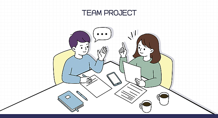 여자 남자 종이 커피 말풍선 의자 일러스트 협력 대화 앉기 상반신 성인 두명 스마트폰 볼펜 다이어리 공책 머그컵 가리킴 기록 잡기 책상 문서 의견 프로젝트 성인만 국내일러스트 AI파일 음료 가구 모션 문구용품 말하기 사람 손짓 컵 핸드폰 스마트기기 펜 사무용품 파일형식 벡터