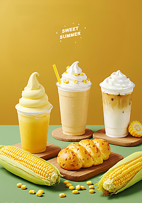 PSD 편집이미지 포스터 빵 옥수수 사람없음 여름 노란색 카페 메뉴 소프트아이스크림 냉음료 라떼 신상품 옥수수알갱이 휘핑크림 우드코스터 이미지편집 계절 커피 음료 음식 컬러 아이스크림 곡류 상점 상품 크림 휘핑 파일형식 코스터