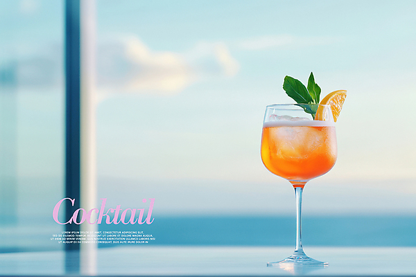 PSD 구름 편집이미지 음료 바다 하늘색 하늘 휴가 풍경 사람없음 얼음 칵테일 허브 칵테일잔 냉음료 레몬장식 수평선 이미지편집 자연요소 식물 술잔 주류 장식 파란색 레몬 파일형식