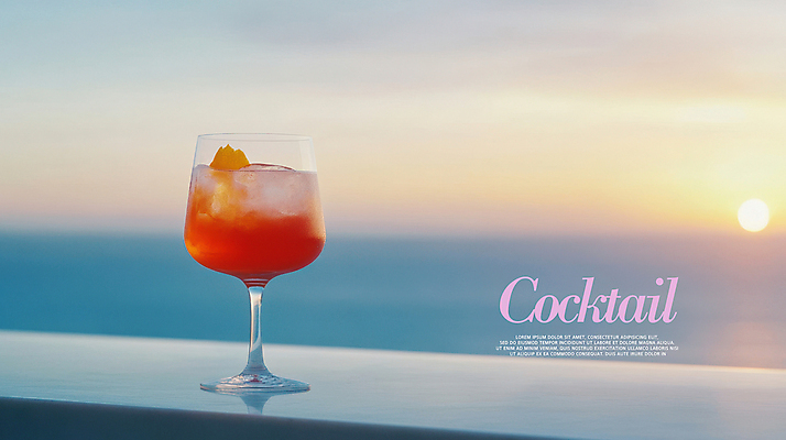 PSD 편집이미지 음료 바다 하늘 휴가 풍경 사람없음 태양 노을 얼음 칵테일 칵테일잔 냉음료 수평선 이미지편집 자연요소 술잔 주류 파일형식