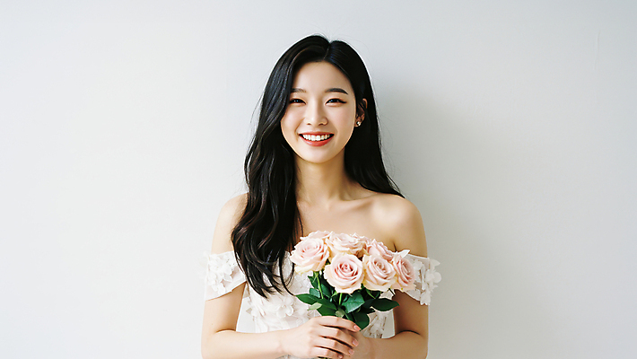 JPG 편집이미지 여자 부케 웨딩드레스 결혼식 한명 미소 들기 상반신 성인 장미 우아함 의료성형뷰티 성인여자한명만 웨딩촬영 편집실사 AI인물포토 AI콘텐츠 1 드레스 꽃 꽃다발 결혼 컨셉 모션 표정 사람 CG 기념사진 여자한명만 성인여자만 파일형식 AI포토