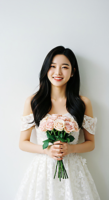 JPG 편집이미지 여자 부케 웨딩드레스 결혼식 한명 미소 들기 상반신 성인 장미 우아함 의료성형뷰티 성인여자한명만 웨딩촬영 편집실사 AI인물포토 AI콘텐츠 1 드레스 꽃 꽃다발 결혼 컨셉 모션 표정 사람 CG 기념사진 여자한명만 성인여자만 파일형식 AI포토