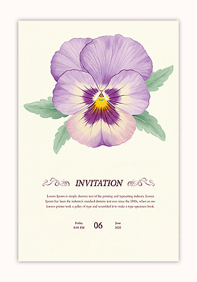 PSD 템플릿 잎 한송이 카드템플릿 수채화 사람없음 초대장 팬지 카피스페이스 이미지템플릿 식물 1 꽃 카드_감사 공백 송이 파일형식